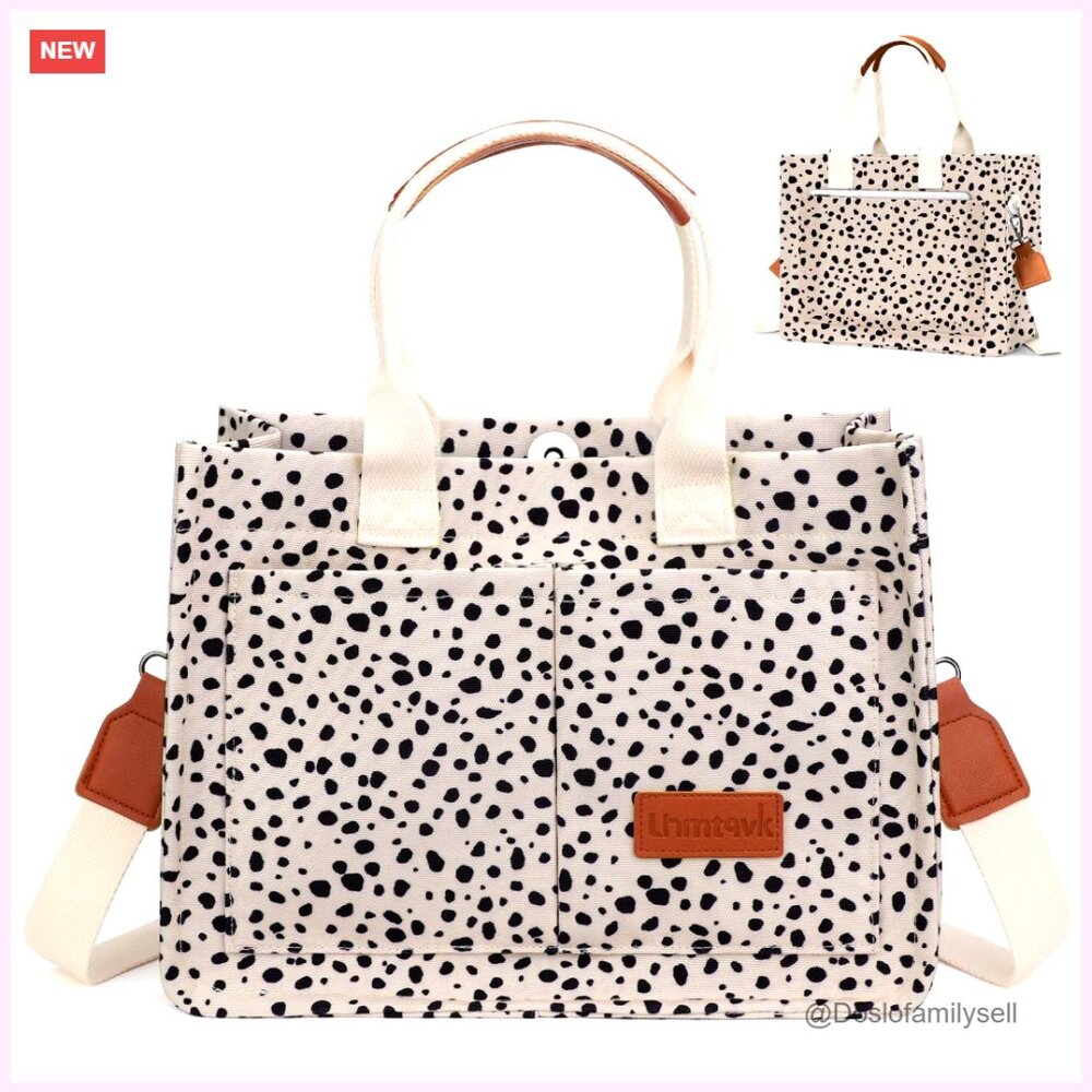 Large Canvas Tote Bag with Multiple Pockets for Work and Travel